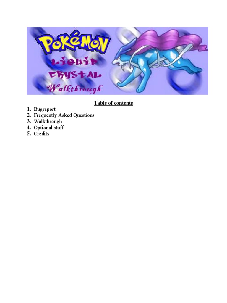 Liquid Crystal Walk Through Pdf Pokemon Nintendo Franchises