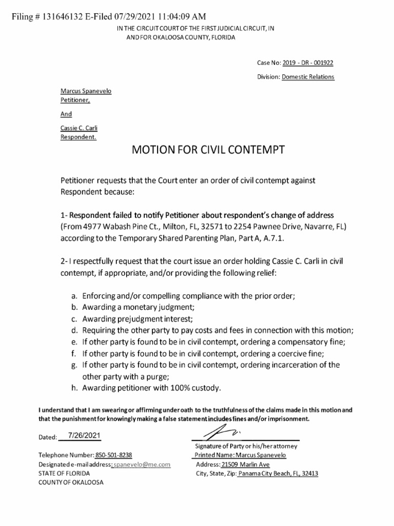 72921 Motion For Contempt On Change of Address (F) PDF