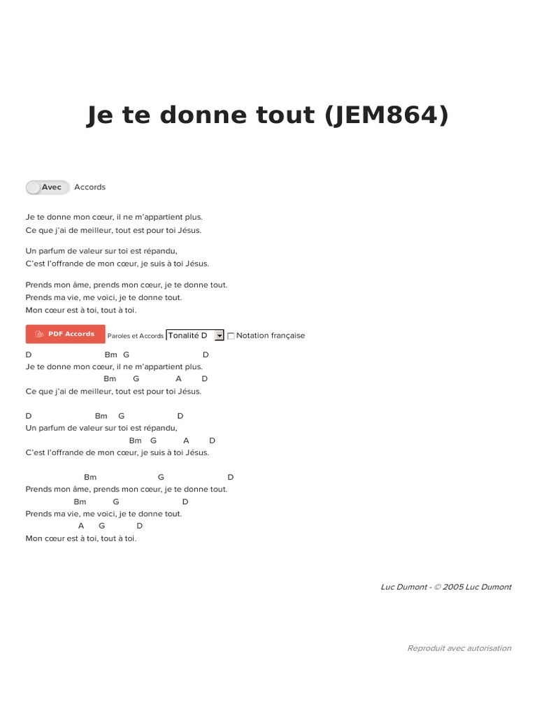Je Te Donne Tout Luc Dumont Partition Je Te Donne Tout | PDF | Génie logiciel | Développement de logiciel