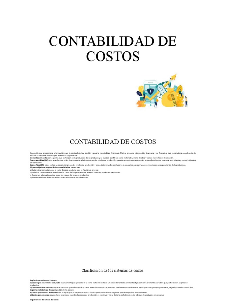 Contabilidad de Costos Pcpales Puntos | PDF | Costo | Business