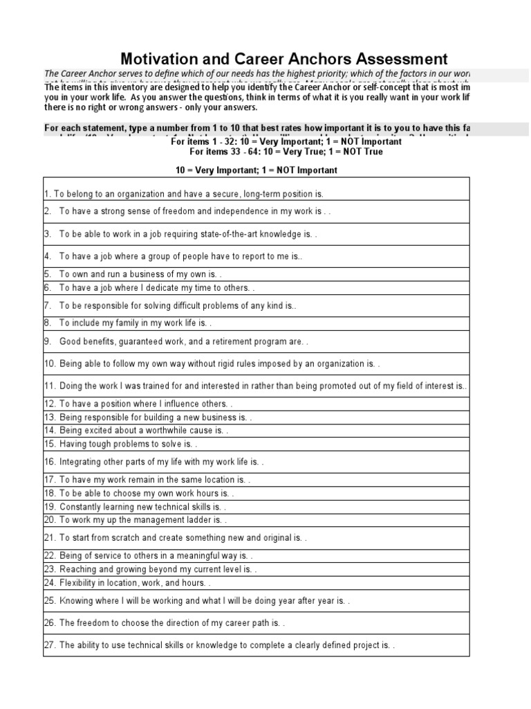 3 career anchor calculations PDF Creativity Behavioural Sciences