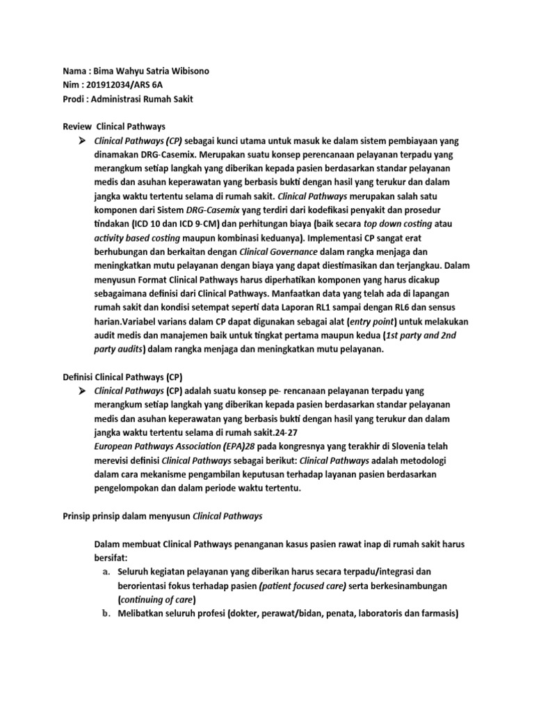 Review Clinical Pathways di Rumah Sakit | PDF
