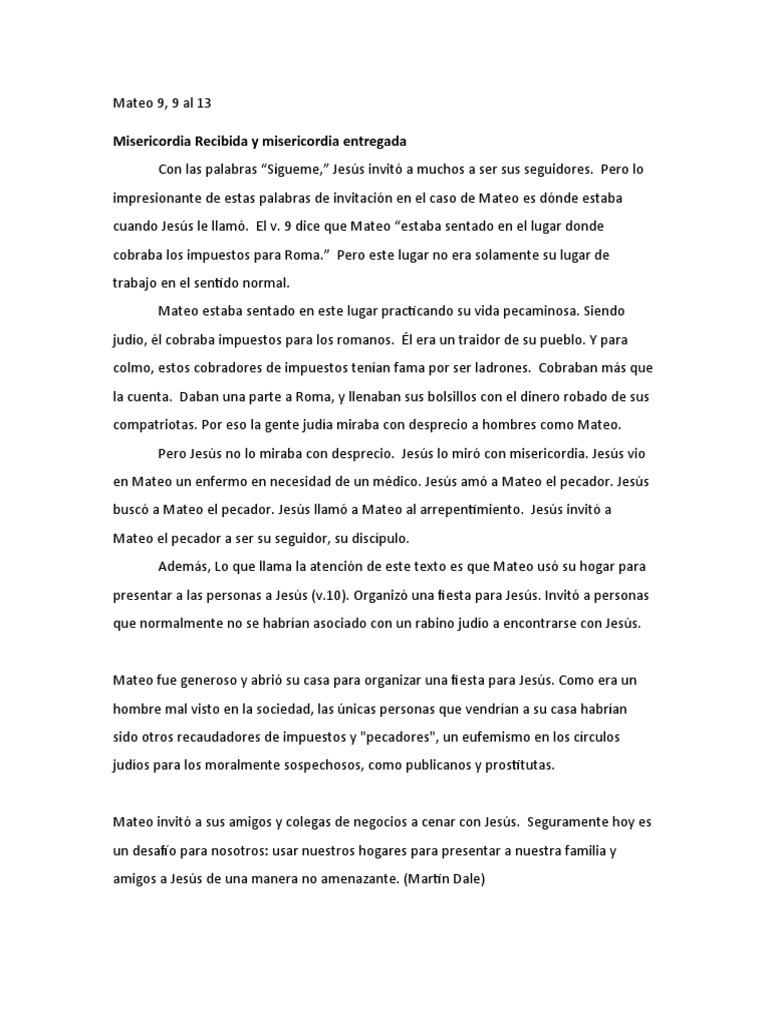que nos enseña mateo 9 12-13