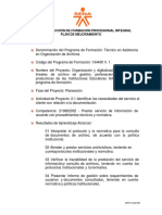 PLAN DE MEJORAMIENTO - Prestar Servicio de Información de Acuerdo Con Procedimientos Técnicos y Normativa