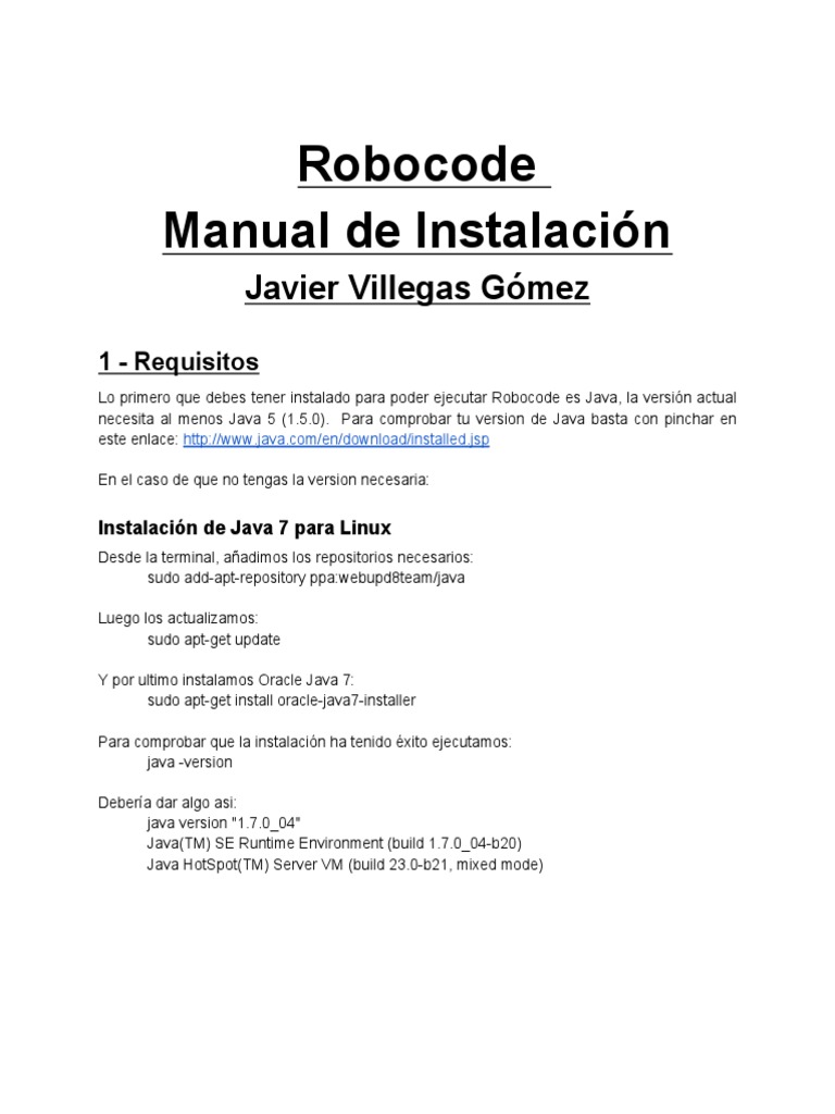 Instalación de Robocode en Java | PDF | Java (lenguaje de programación ...