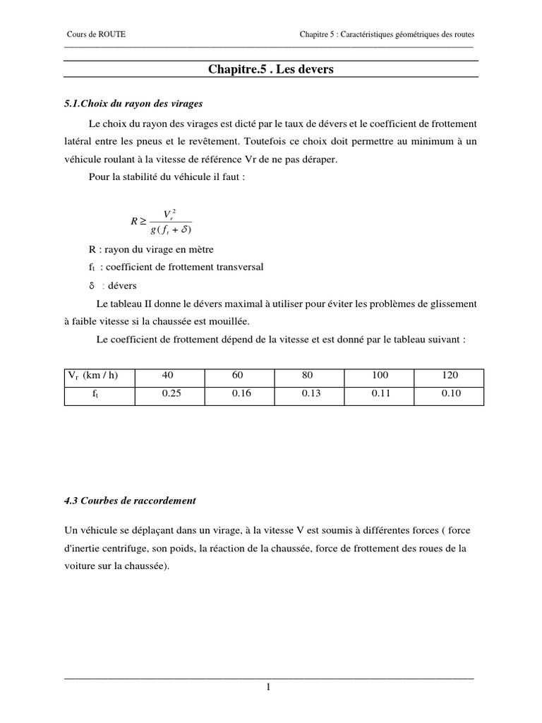 Calcul du dévers sur les routes | PDF