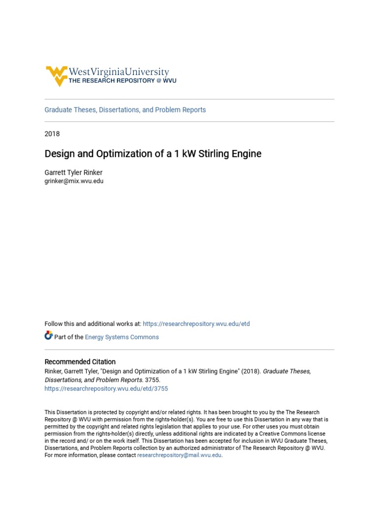 Design and Optimization of A 1 KW Stirling Engine | PDF | Engines ...
