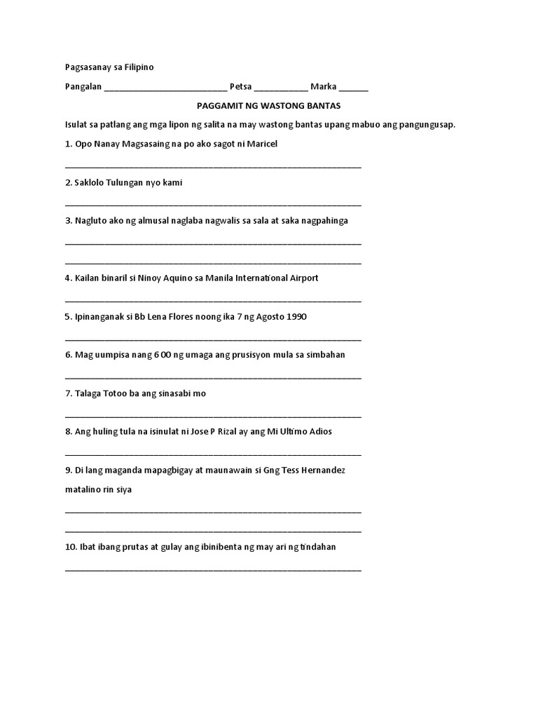 Paggamit NG Tamang Bantas | PDF