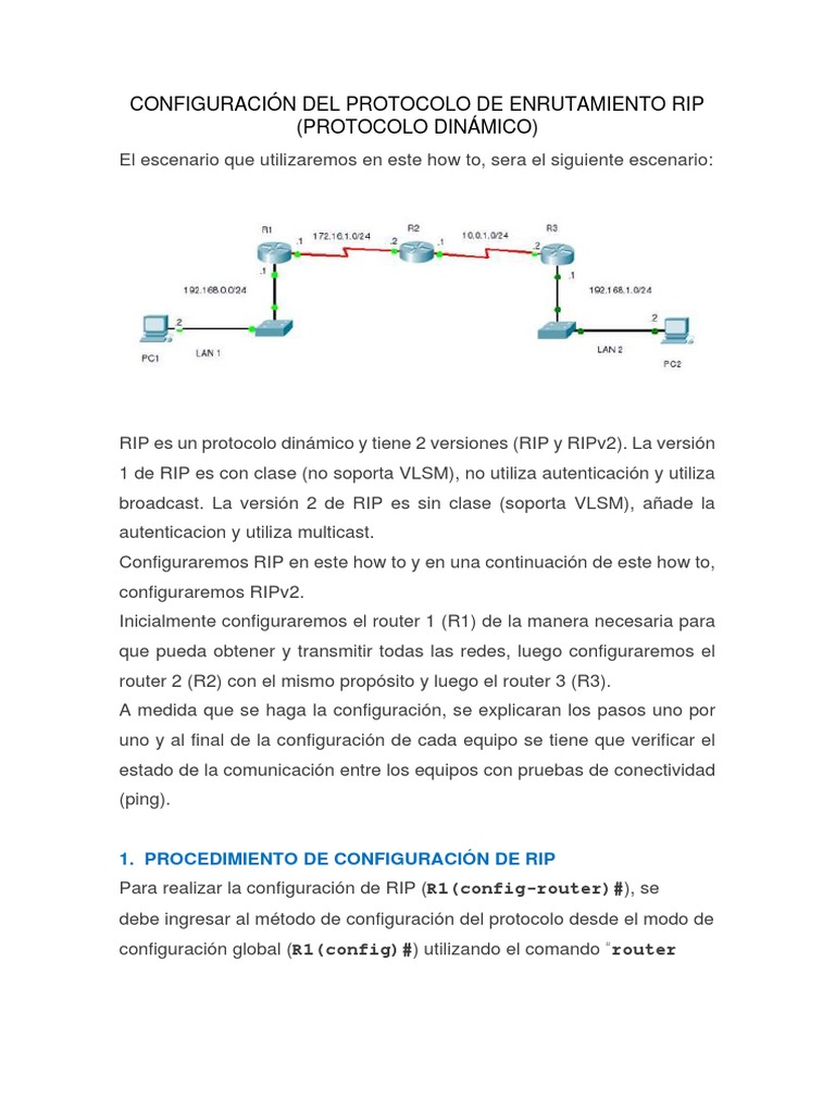 Configuración Del Protocolo de Enrutamiento Rip y Ripv2 | PDF ...