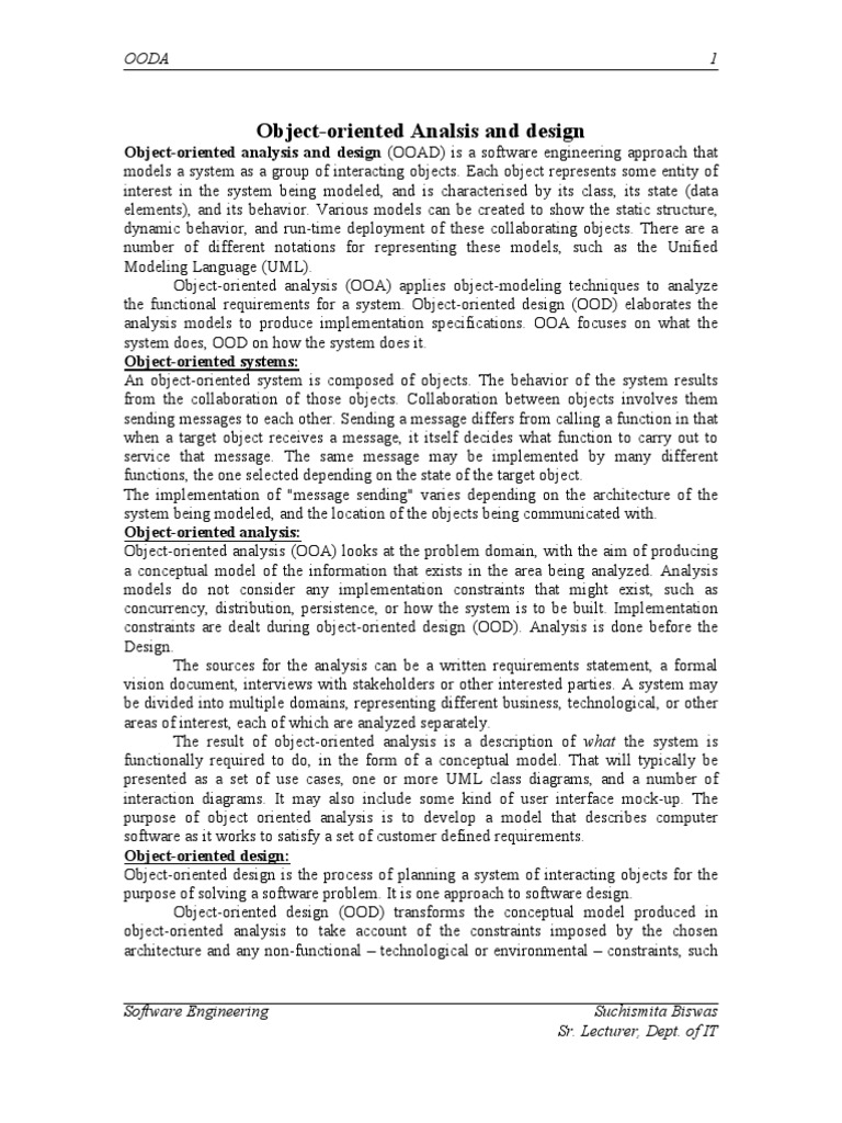 Object Oriented Analysis and Design | PDF | Object Oriented Programming ...