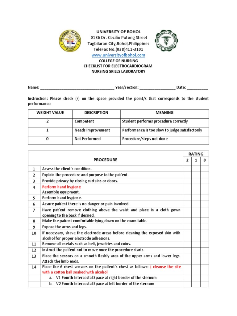 ECG Checklist for Nursing Students | PDF | Visual Cortex ...