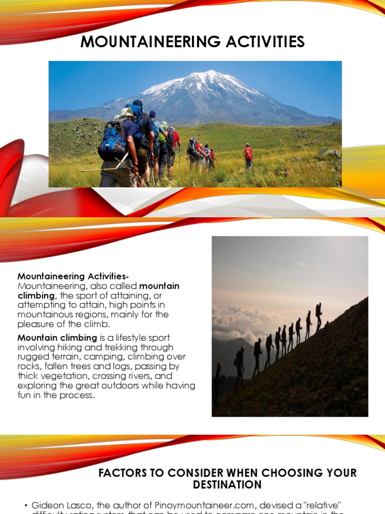 Week 011 Mountaineering Activities PDF Mountaineering Hiking