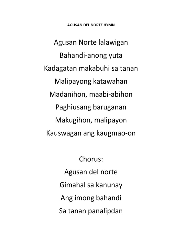 Agusan Norte Hymn PDF