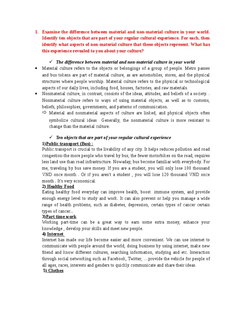 The Difference Between Material and NonMaterial Culture in Your World