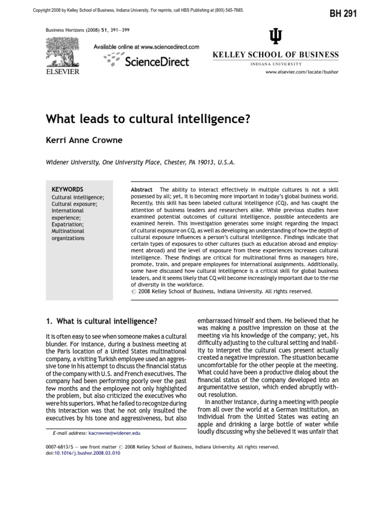 Cultural Intelligence | PDF | Business