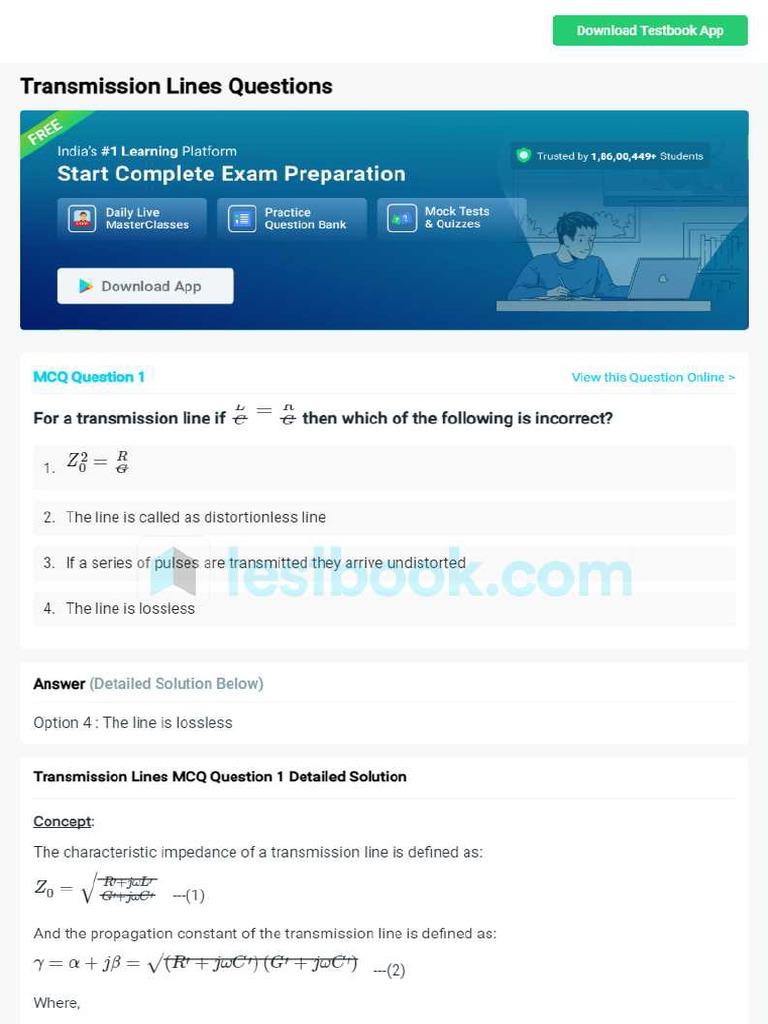 MCQ On Transmission Lines | PDF