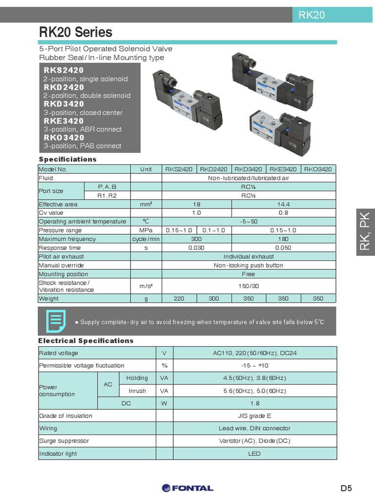 RK20 Series Solenoid Valve Guide | PDF | Electrical Resistance And ...
