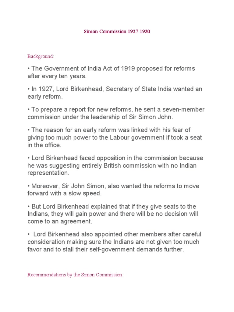 Simon Commission 1927 | PDF | Muhammad Ali Jinnah | All India Muslim League
