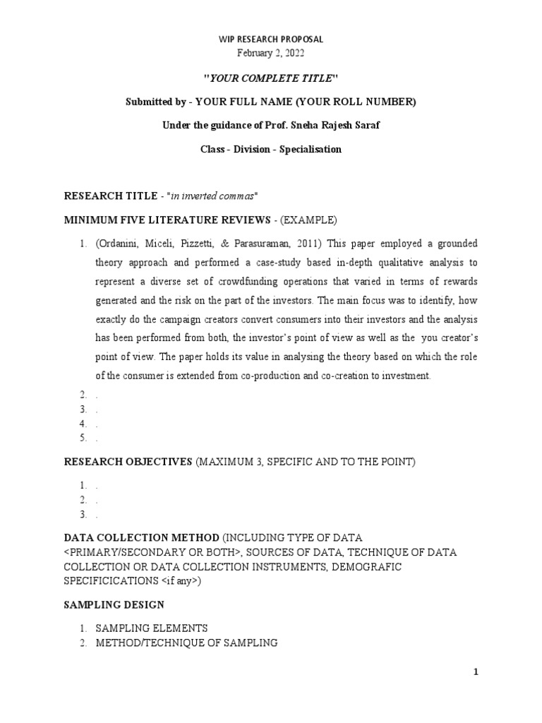 Research Proposal Format | PDF | Business | Art