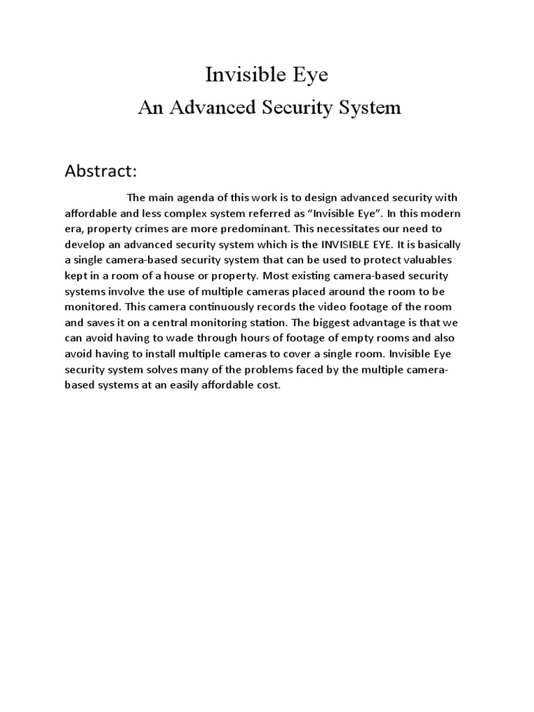 Advanced Security with Invisible Eye | PDF