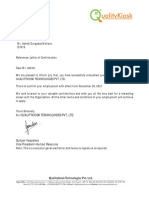 Reference: Letter of Confirmation: Qualitykiosk Technologies Pvt. LTD