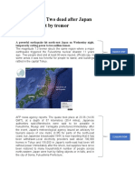 Earthquake: Two Dead After Japan Hit by Tremor