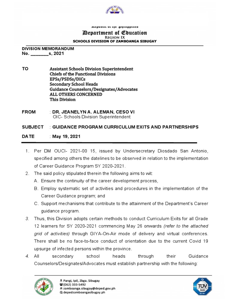 Guidance Progam Curriculum Exits PDF Educational Stages Students