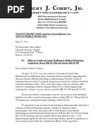 Robert Corry Letter To Colorado Attorney General John Suthers Re: Medical Marijuana Legislation HB 1284 and SB 109