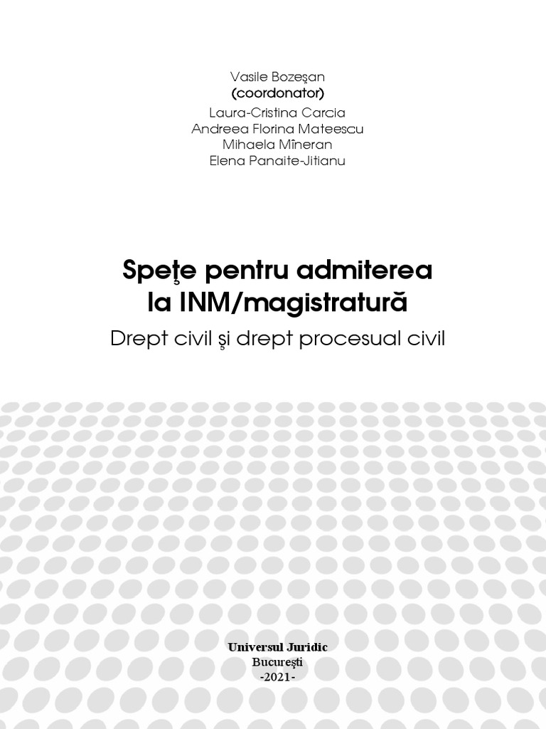 Spete Pentru Admiterea La INM. Magistratura - Vasile Bozesan | PDF