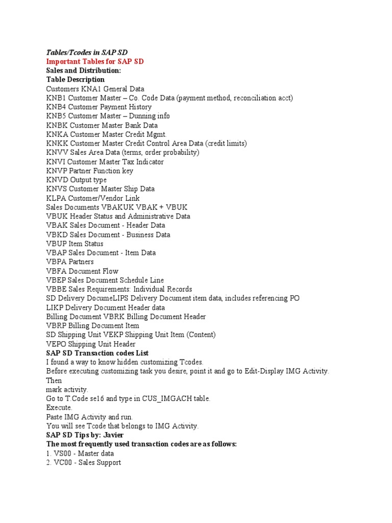 Sap SD Notes | PDF | Value Added Tax | Taxes