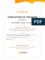 Completion of Training: Mohammed Razid Lathief H