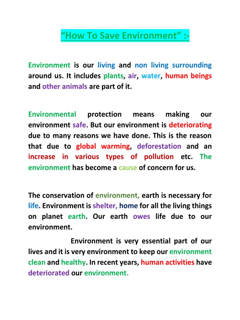 Save the Environment: Essential Steps | PDF | Natural Environment ...