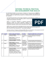 International Technical Practical Experience Scholarships Year 2022/23