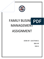 Family Business Management Assignment: Done By: Gautham.S Bba HR Sem 6