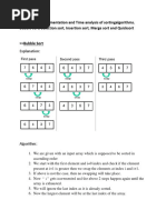 Practical 1:-Implementation and Time Analysis of Sortingalgorithms. Bubble Sort, Selection Sort, Insertion Sort, Merge Sort and Quicksort