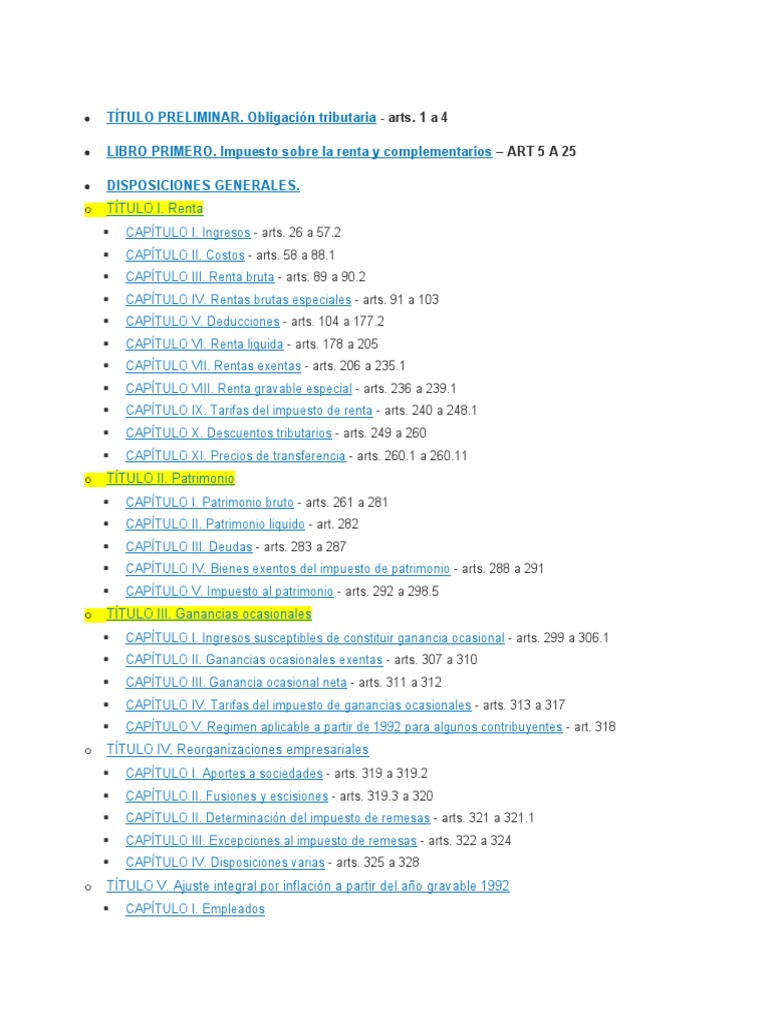 Contenido Estatuto Tributario Actualizado 2020 PDF Impuestos