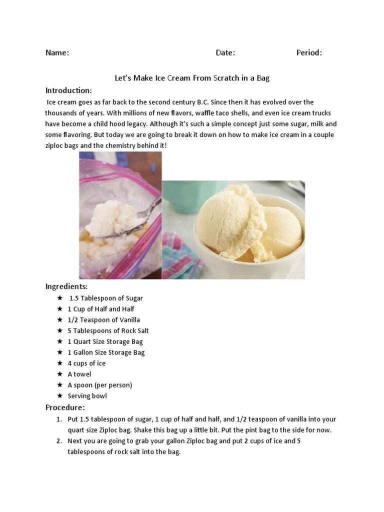 Ice Cream Experiment PDF Freezing Ice