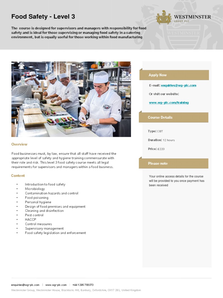 Food Safety Level 3 PDF Food Safety Foods