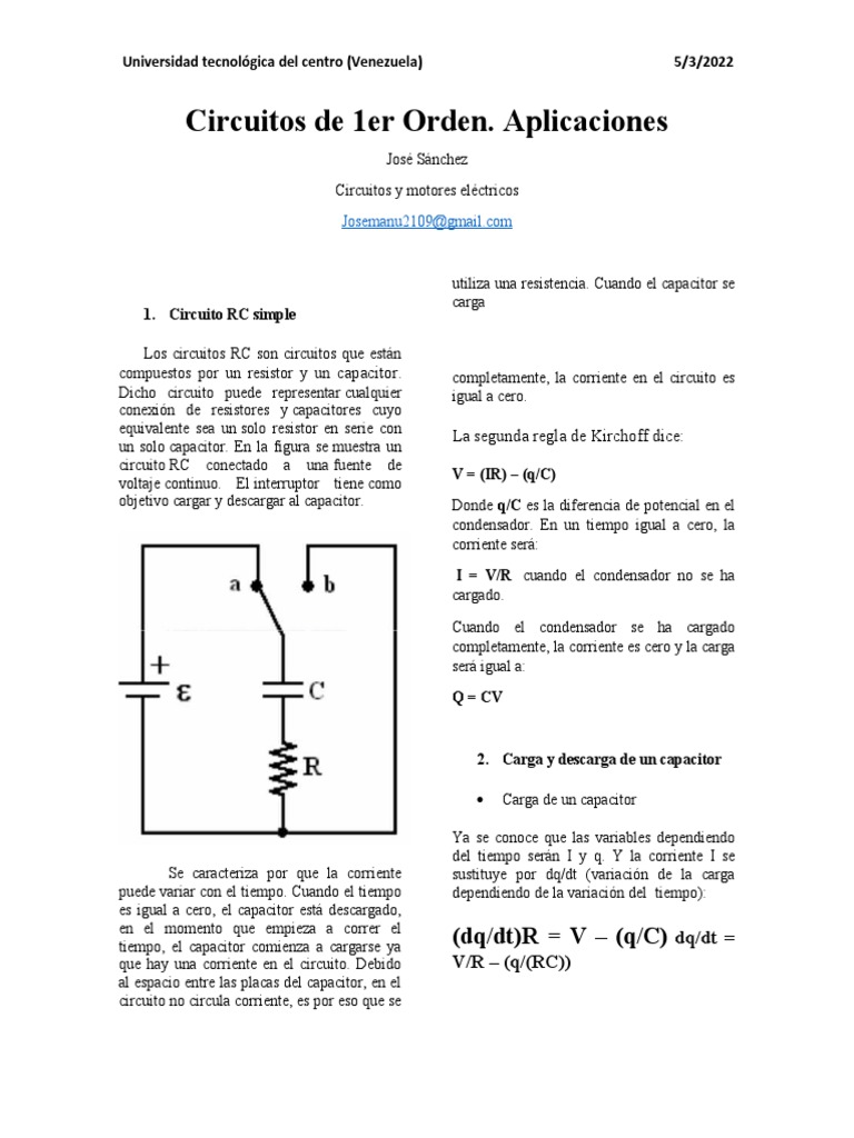 Circuito RC Simple | PDF | Condensador | Inductor