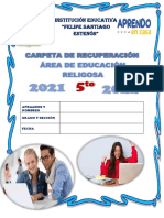CARPETA DE RECUP. RELIGIÓN 5° - 2021-2022