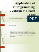 Application of Linear Programming Problem To Health Care: An Analysis Presented By: Panopio Efren Jr. G