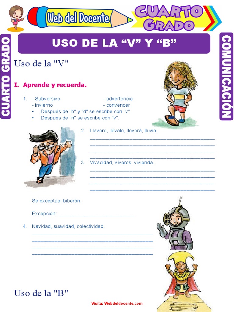 Uso de La V y B para Cuarto Grado de Primaria | PDF
