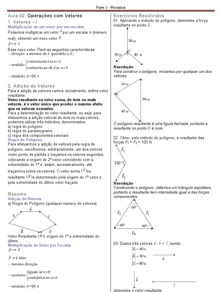 Adição de Vetores: Regra do Polígono | PDF | Vetor euclidiano | Álgebra ...