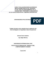 Identificación y Evaluación Rápida de Riesgos Ergonómicos Biomecánicos Del Personal Operativo Del Área de Mantenimiento de La Empresa ADC&HAS para Proponer La Realización de Estudios Específ