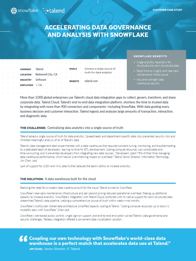 Accelerating Data Governance and Analysis With Snowflake | PDF | Cloud ...
