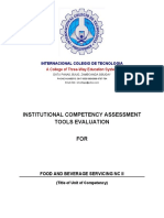 Institutional Competency Assessment Tools Evaluation FOR: Internacional Colegio de Tecnologia
