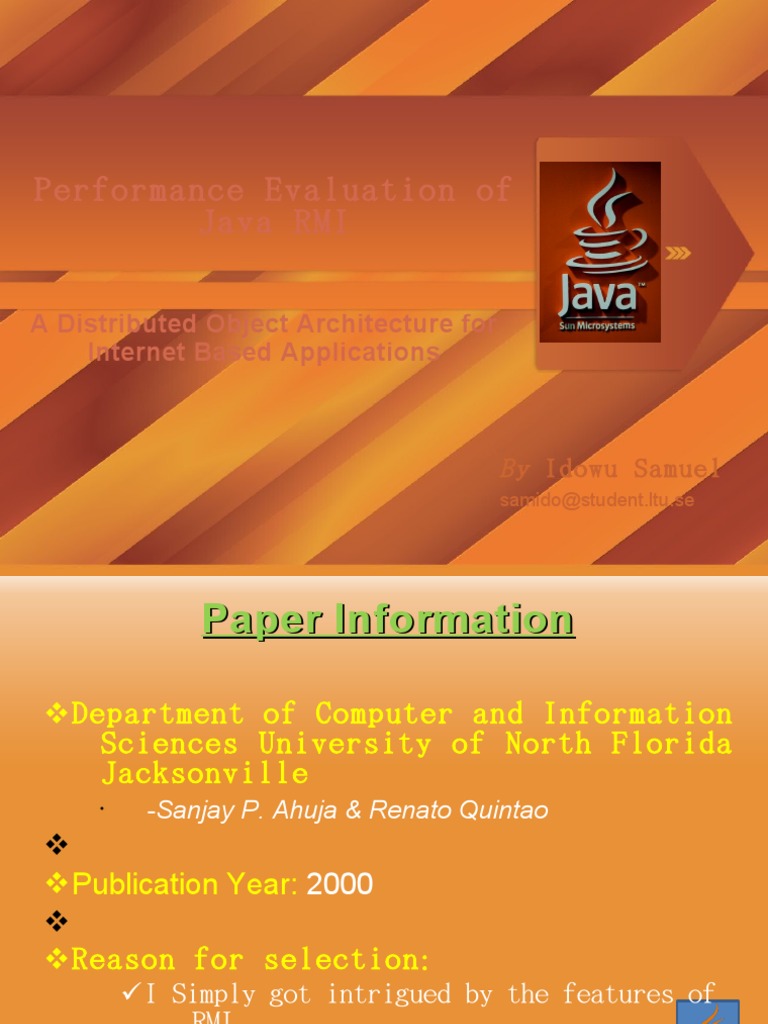 Performance Evaluation of Java Rmi | Application Programming Interface ...
