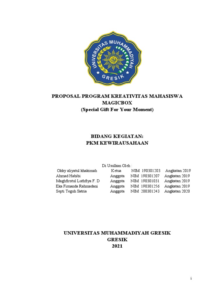 Proposal PKM Kewirausahaan MagicBox | PDF