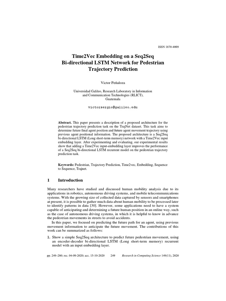 Time2Vec Embedding On A Seq2Seq Bi-Directional LSTM Network For ...