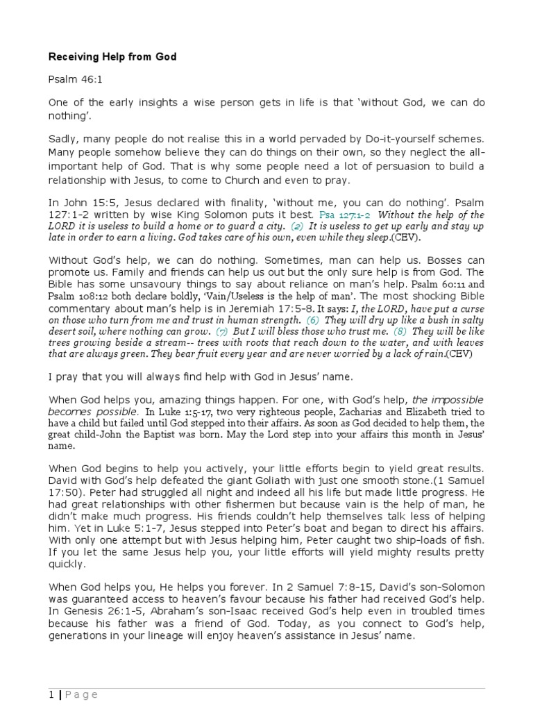 Receiving Help From God PDF Gospel Of Mark Jesus